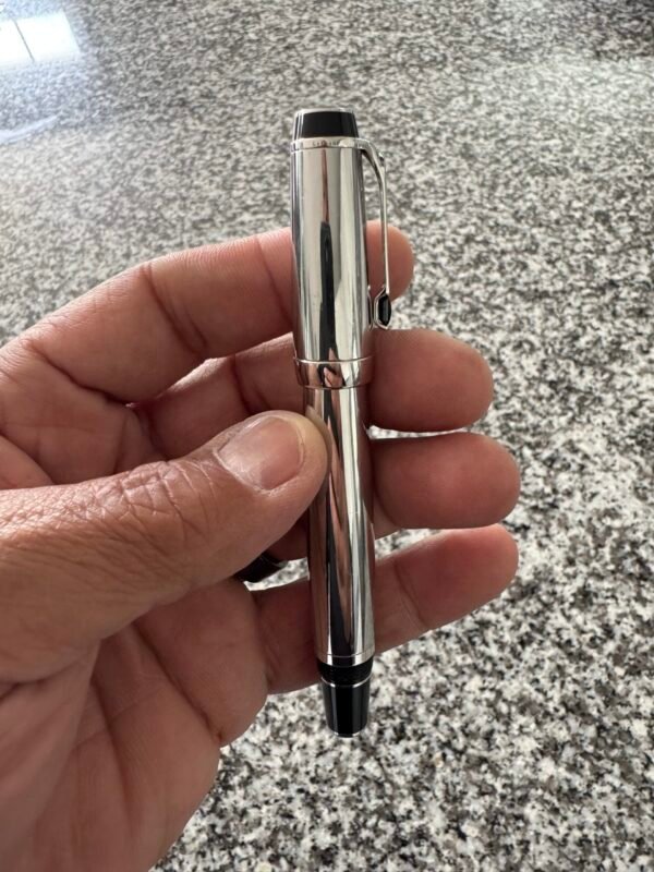 Mont Blanc Chrome Writing Pen & Leather Case - Image 5