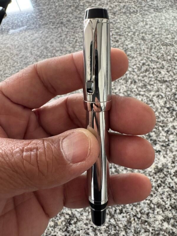 Mont Blanc Chrome Writing Pen & Leather Case - Image 7
