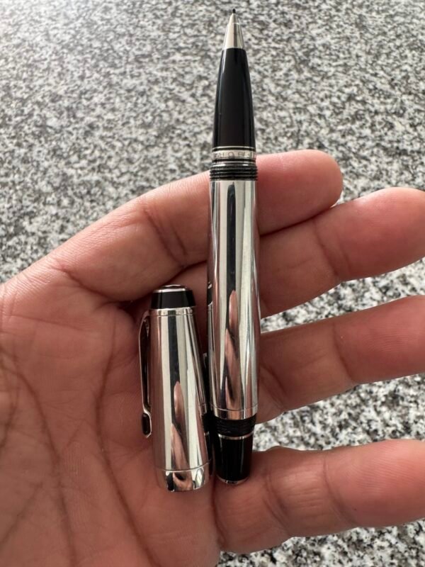 Mont Blanc Chrome Writing Pen & Leather Case - Image 9